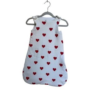 Petit Bateau White Sleep Sack with Red Hearts